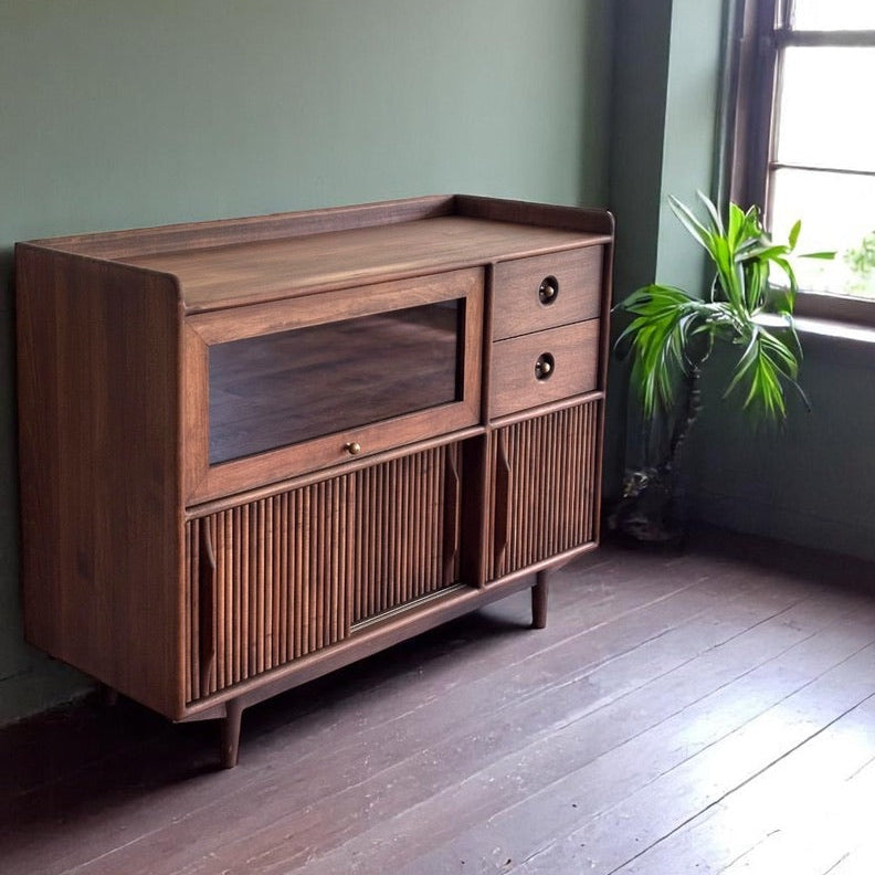 Mazhar Solid Wood Cocoa Coffee Cabinet