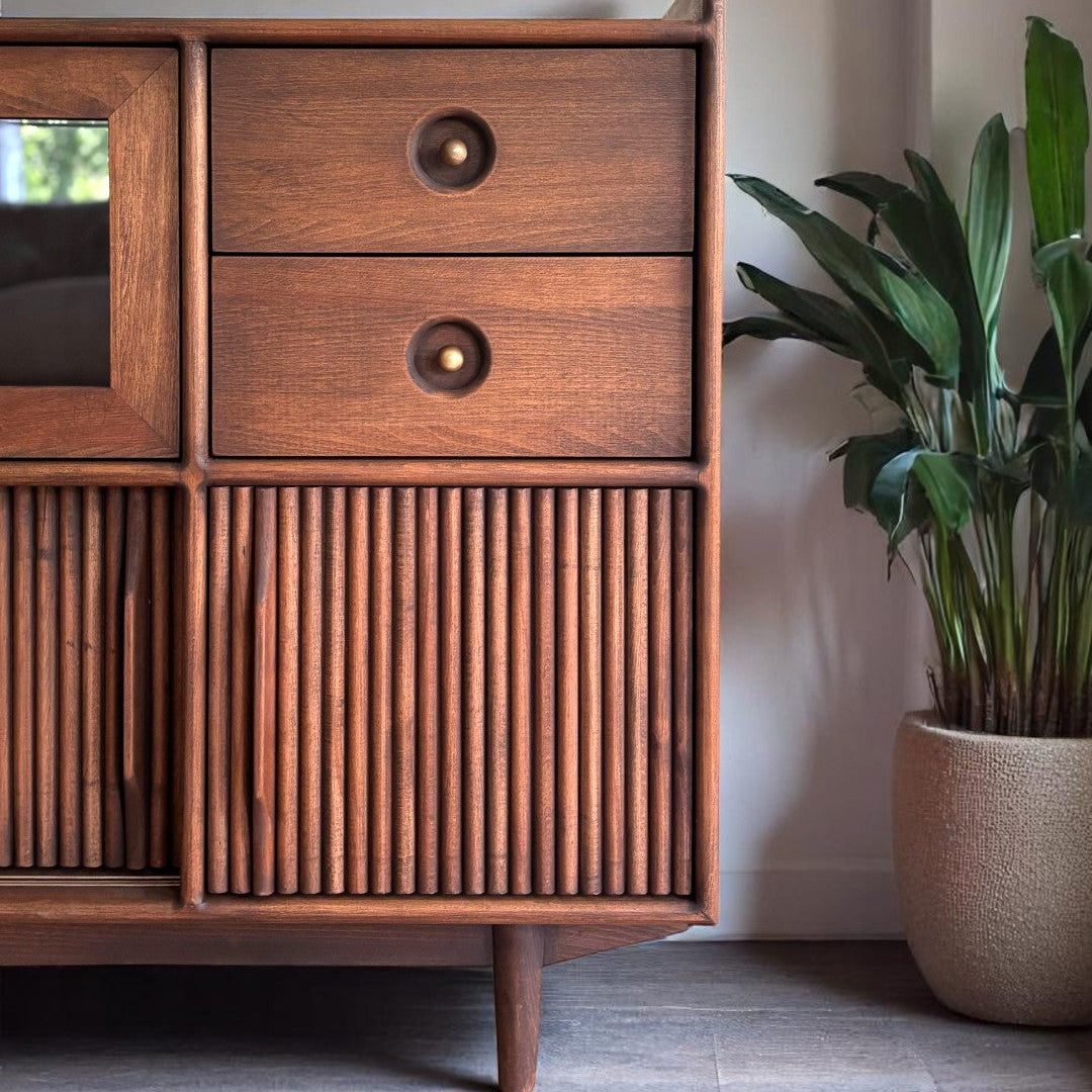 Mazhar Solid Wood Cocoa Coffee Cabinet