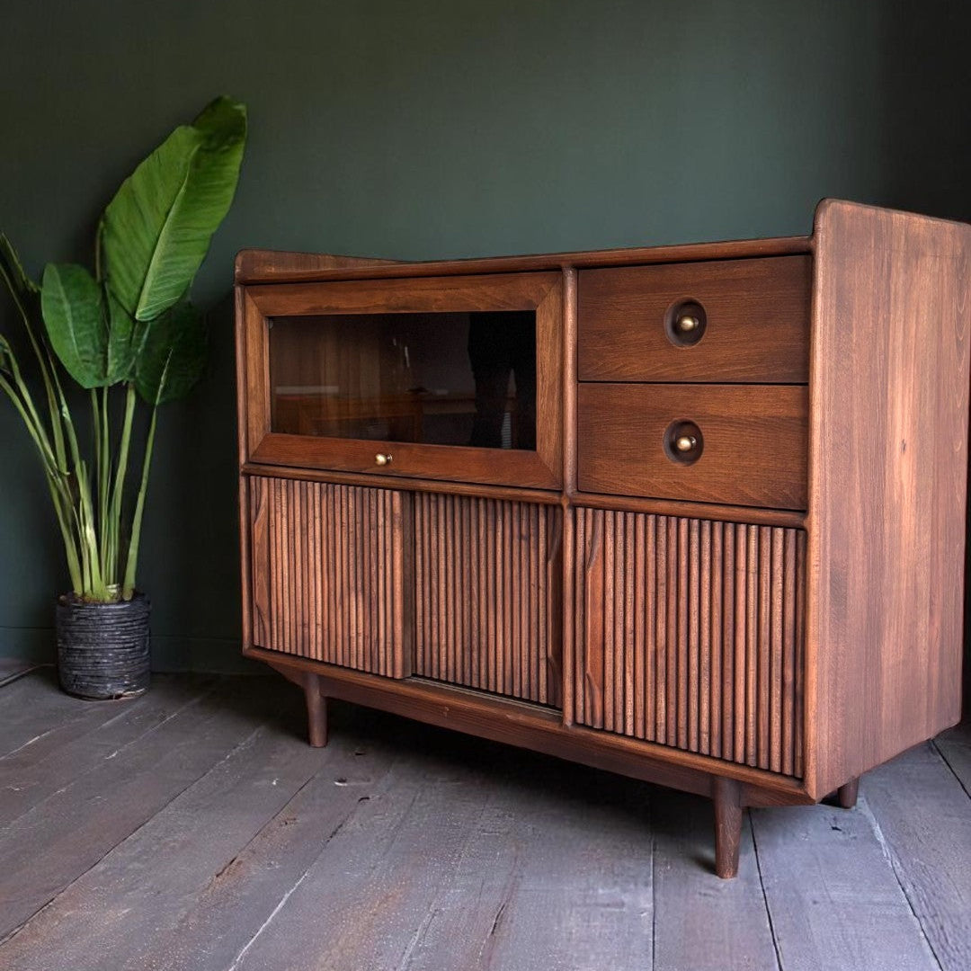 Mazhar Solid Wood Cocoa Coffee Cabinet