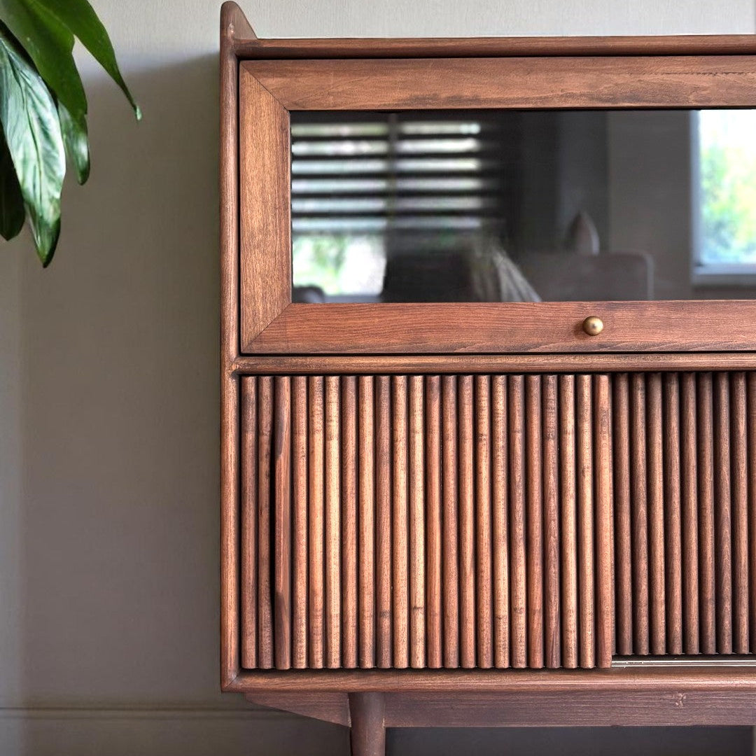 Mazhar Solid Wood Cocoa Coffee Cabinet