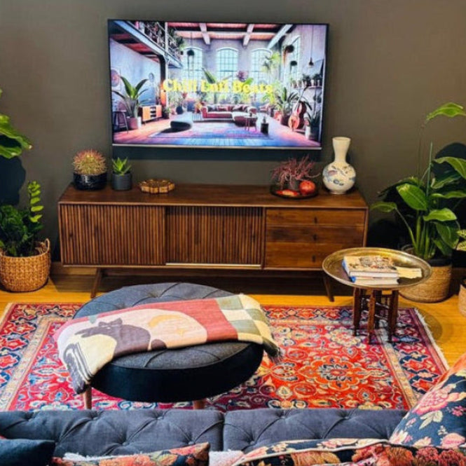 Mazhar V1 Solid Wood Walnut TV Unit