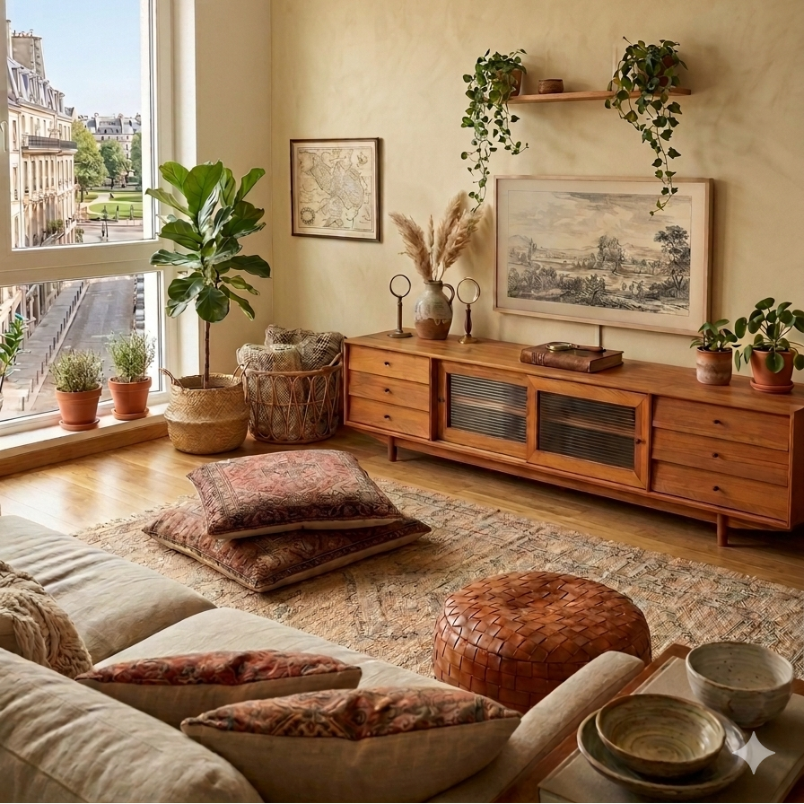 Muaşaka Solid Wood Cinnamon Brown TV Unit