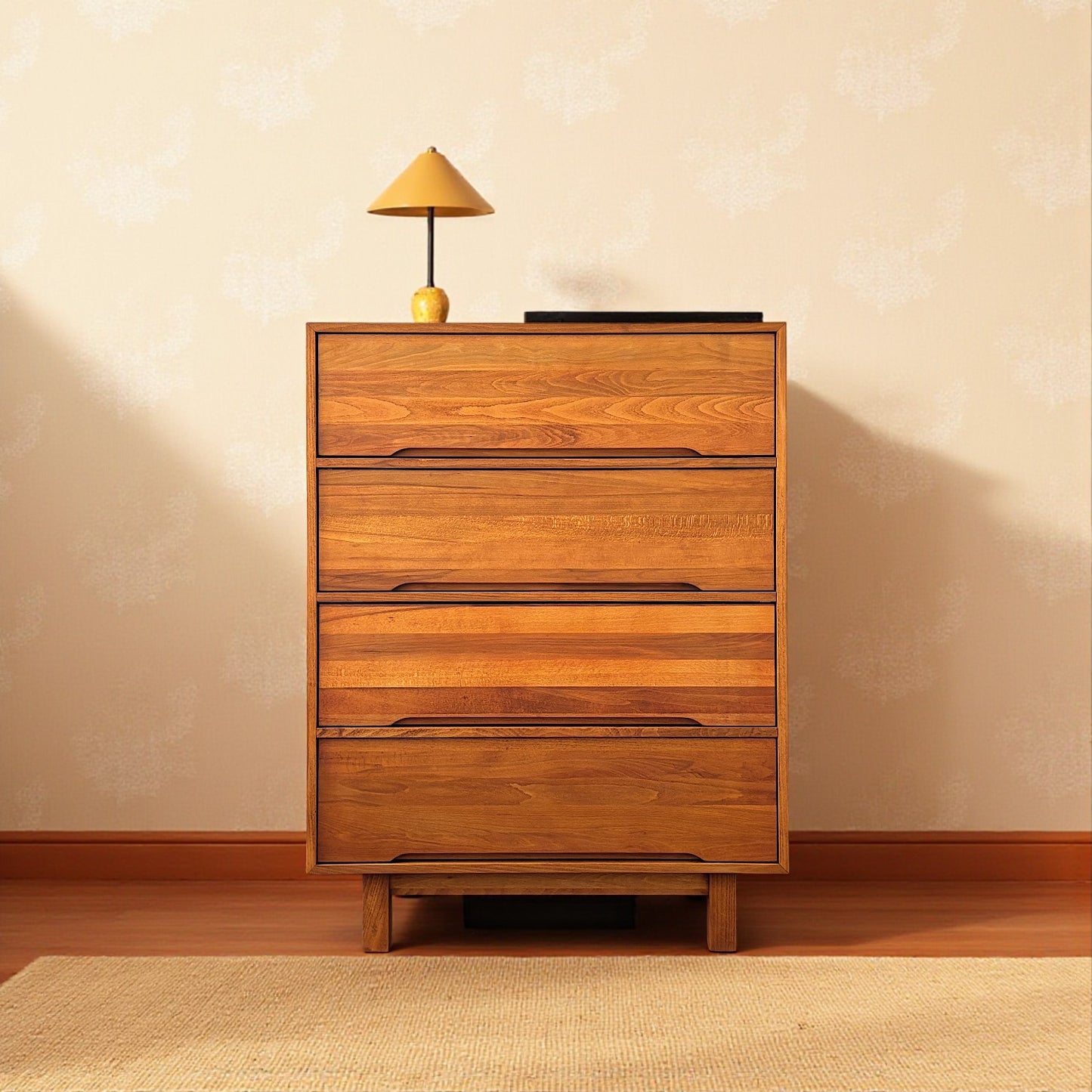 Mahal Solid Wood Cinnamon Brown Chest of Drawers