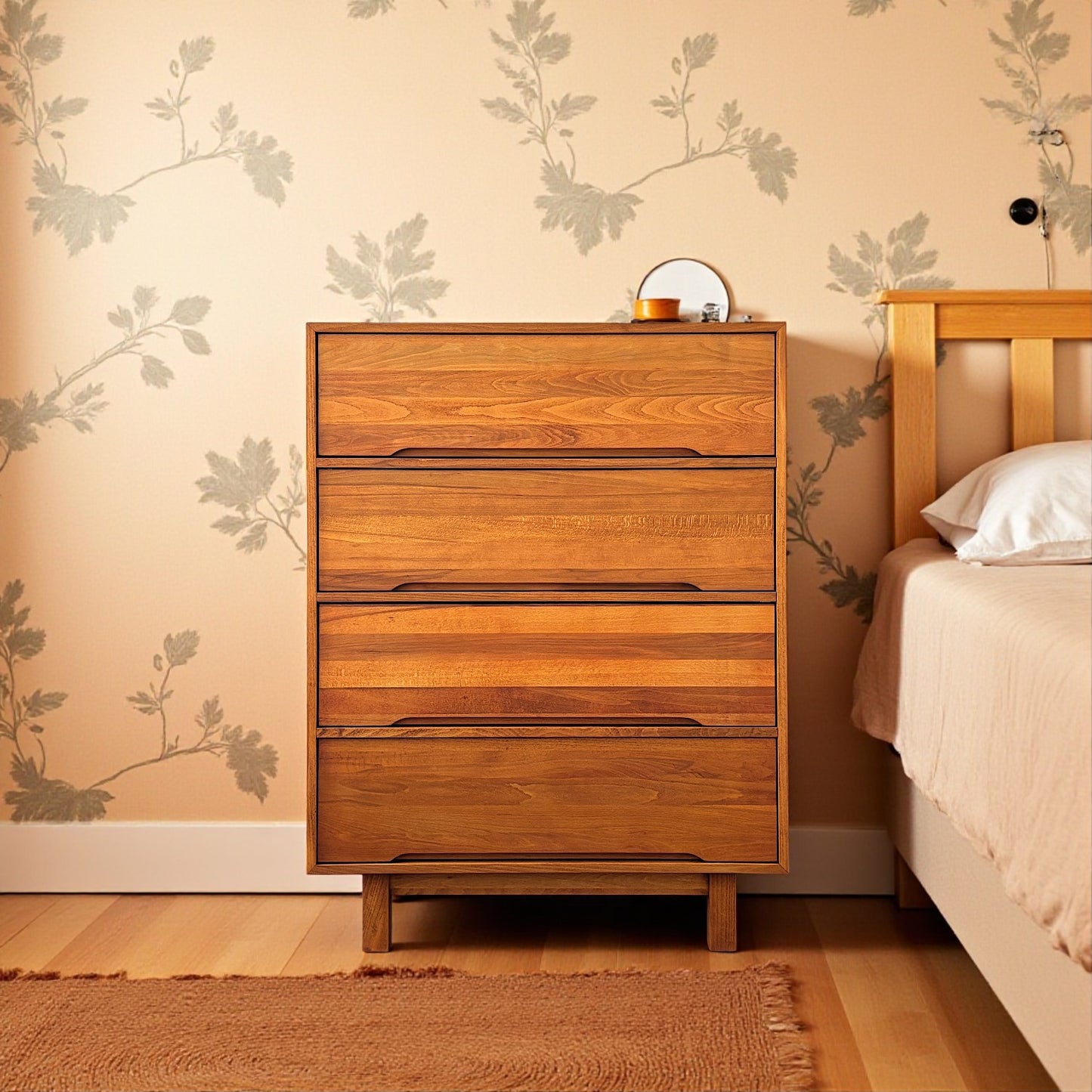 Mahal Solid Wood Cinnamon Brown Chest of Drawers