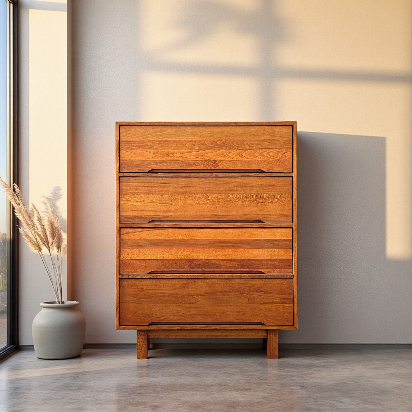 Mahal Solid Wood Cinnamon Brown Chest of Drawers