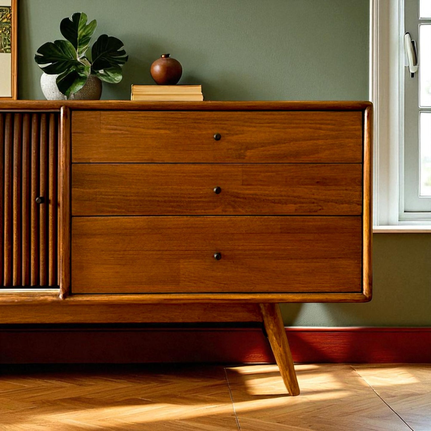 Mazhar V1 Masif Ahşap Ceviz TV Ünitesi