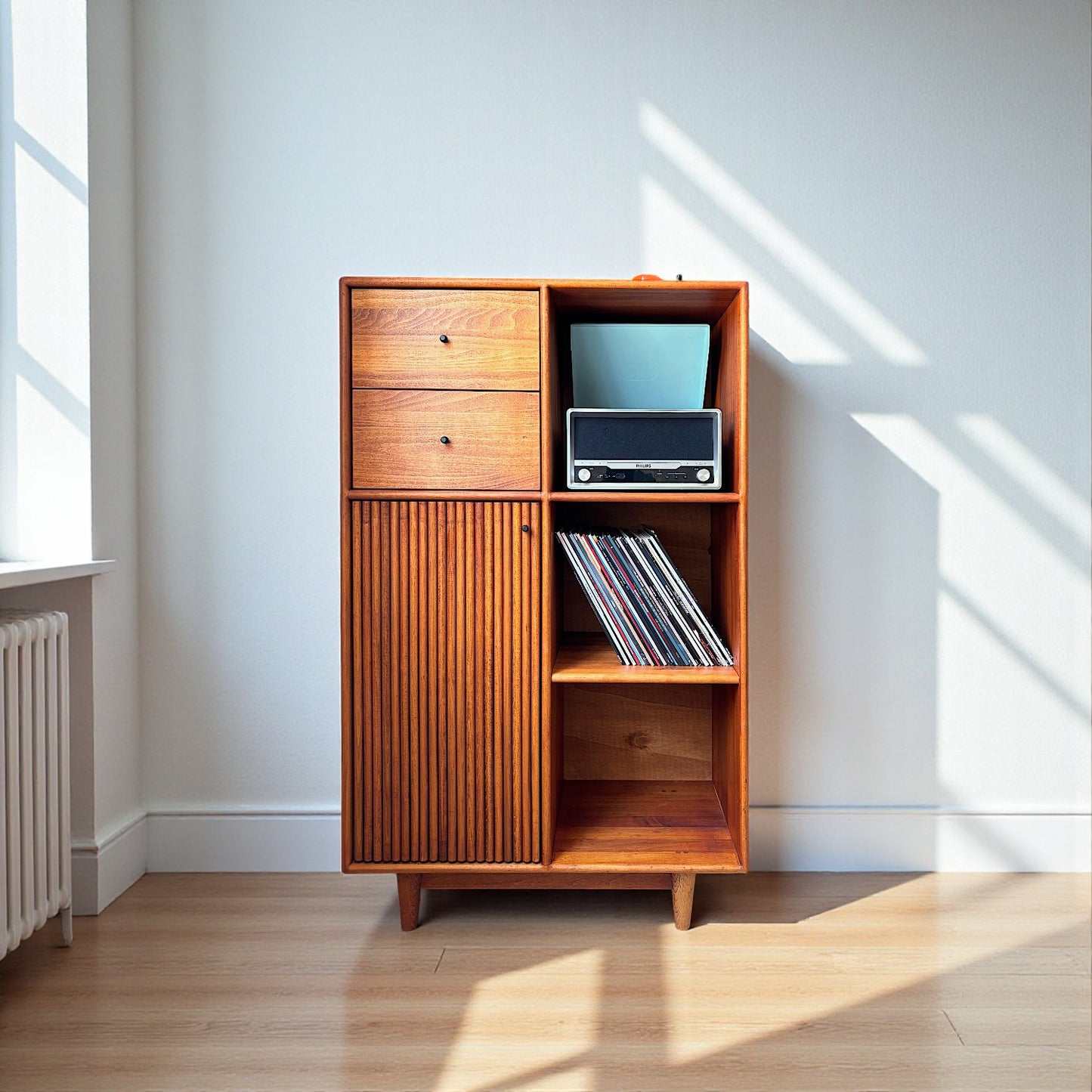 Mazhar Masif Ahşap Cinnamon Brown Plak Dolabı