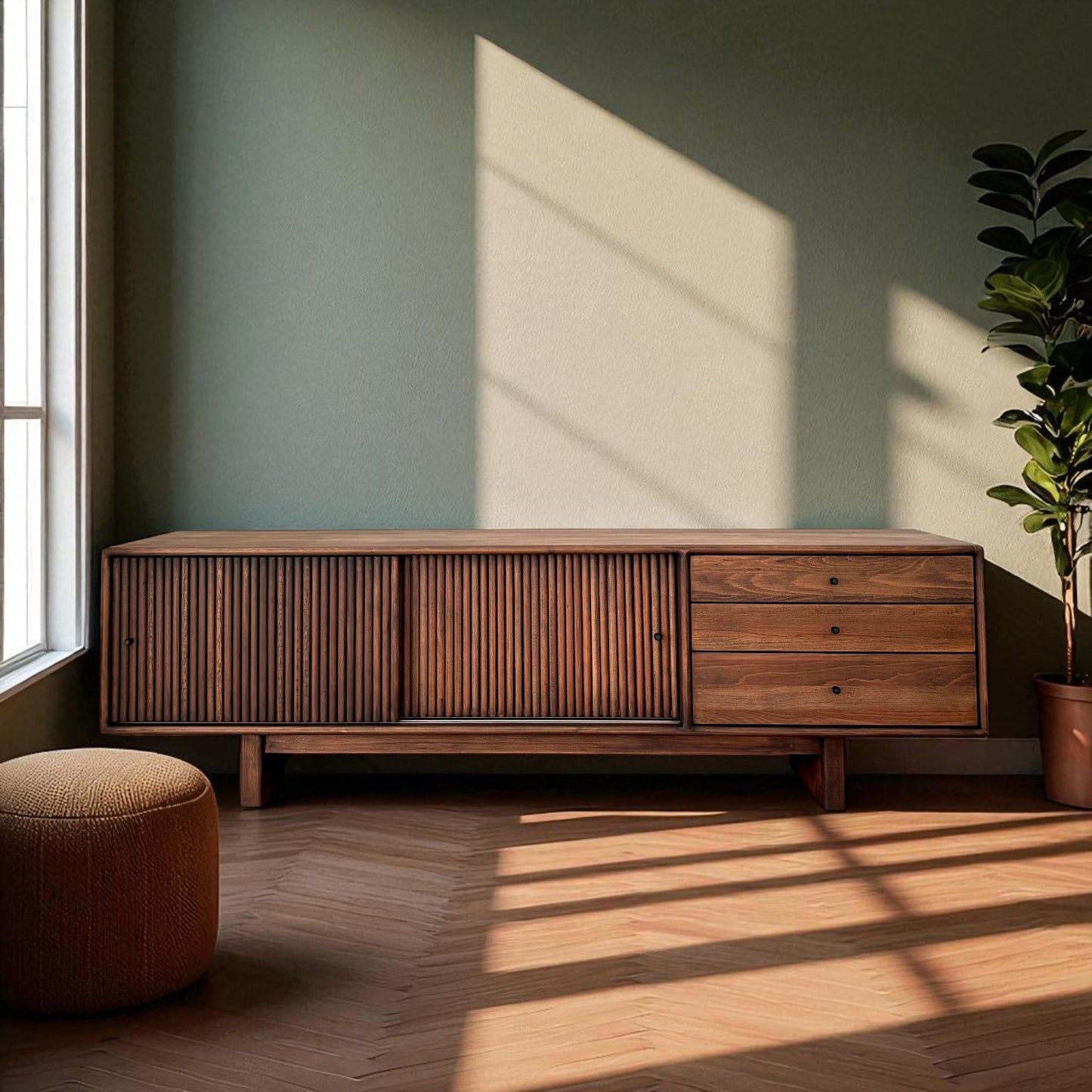 Mazhar V1 Masif Ahşap Dark Roast Tv Ünitesi