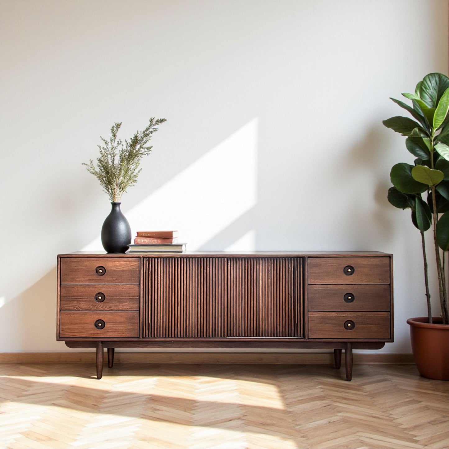 Mazhar V2 Masif Ahşap Cocoa Konsol