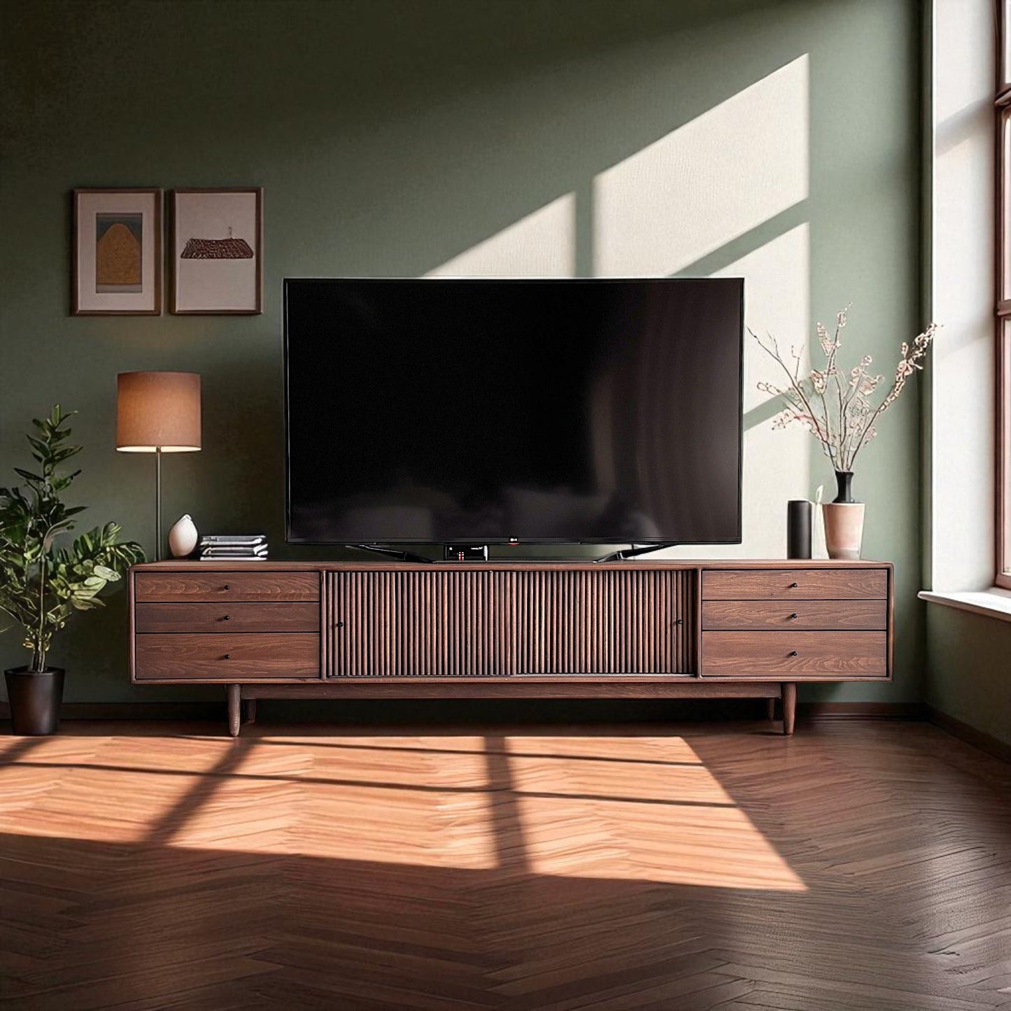 Mazhar Masif Ahşap V1 Chocolate Tv Ünitesi