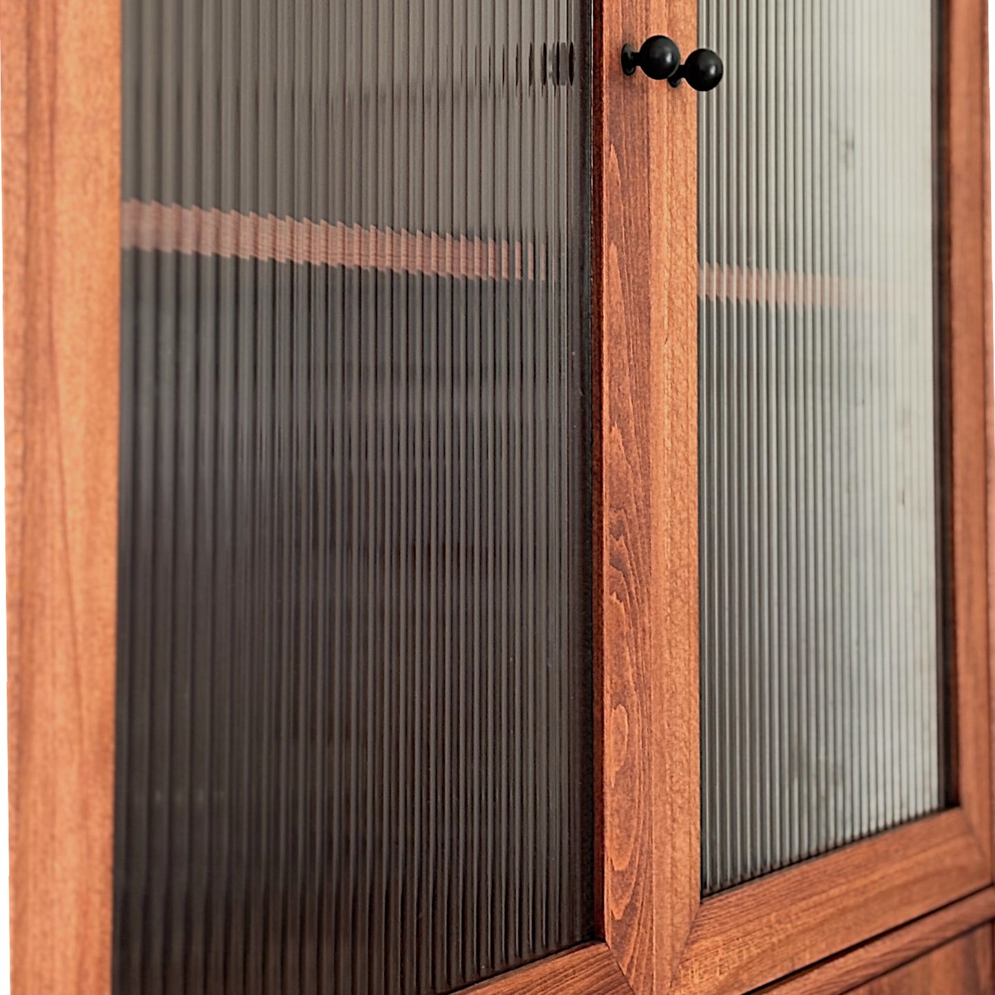 Mualla Masif Ahşap Nervürlü Camlı Arabica Büfe