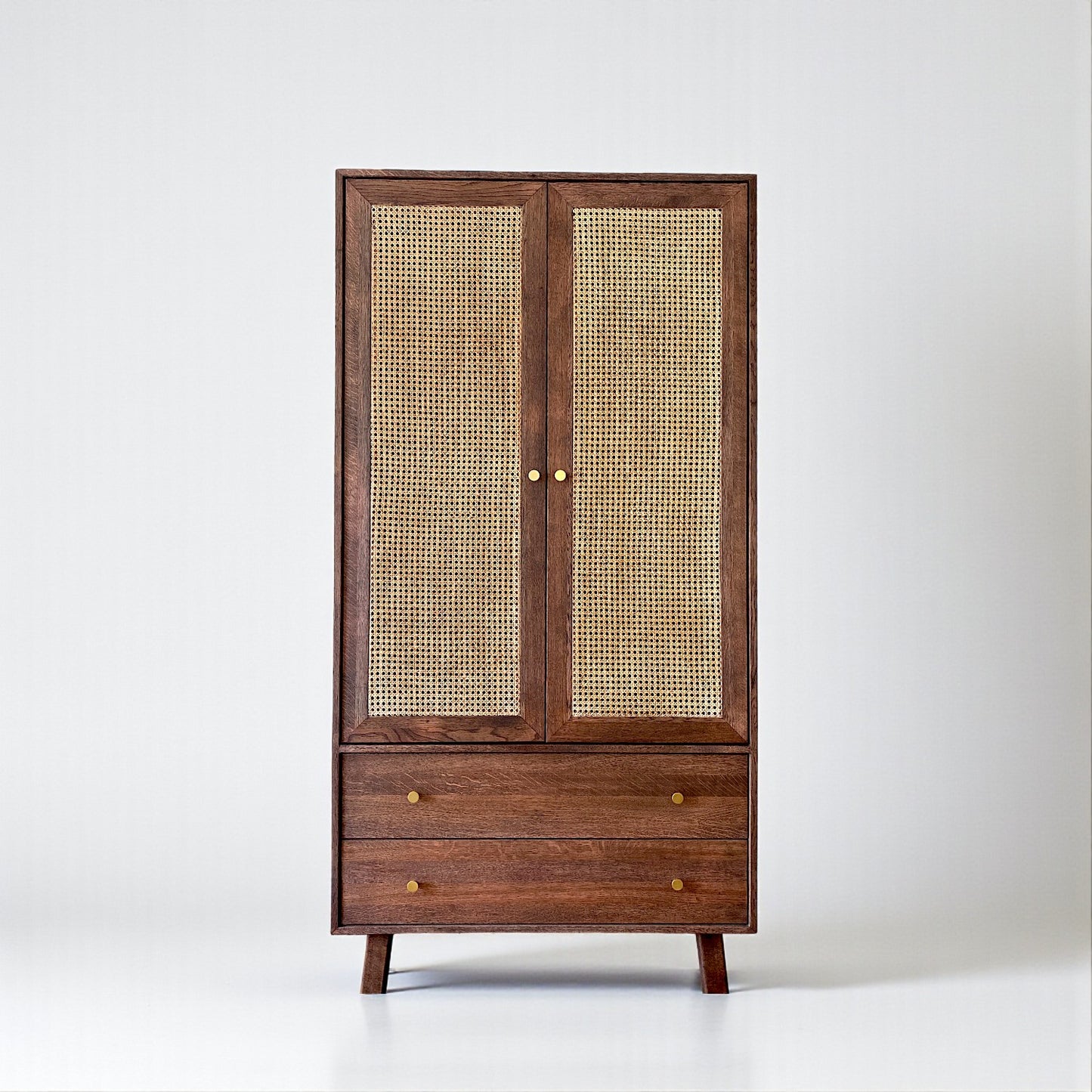 Yekum Solid Wood Bamboo Woven Chocolate Wardrobe