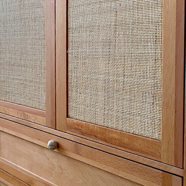 Yekum Solid Wood Bamboo Woven Bourbon Wardrobe