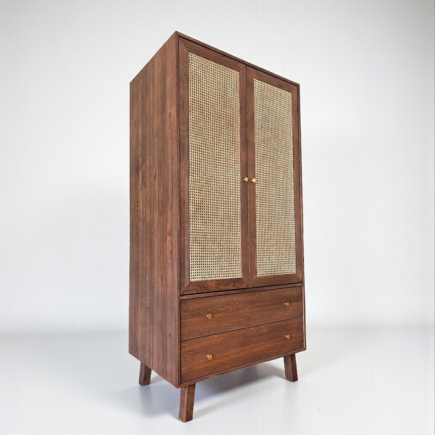 Yekum Solid Wood Bamboo Woven Chocolate Wardrobe