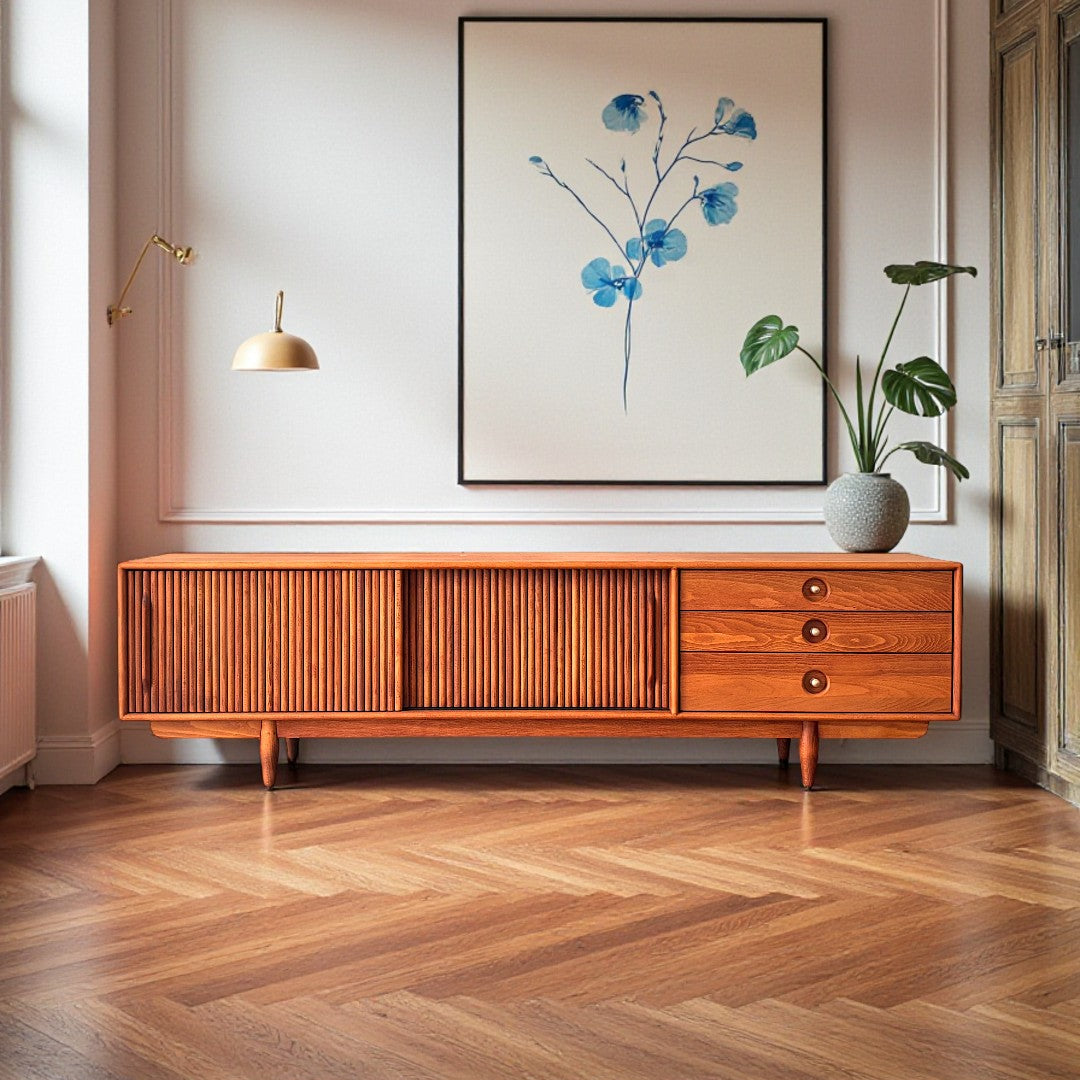 Mazhar V2 Masif Ahşap Cinnamon Brown TV Ünitesi – Wood Mood Works