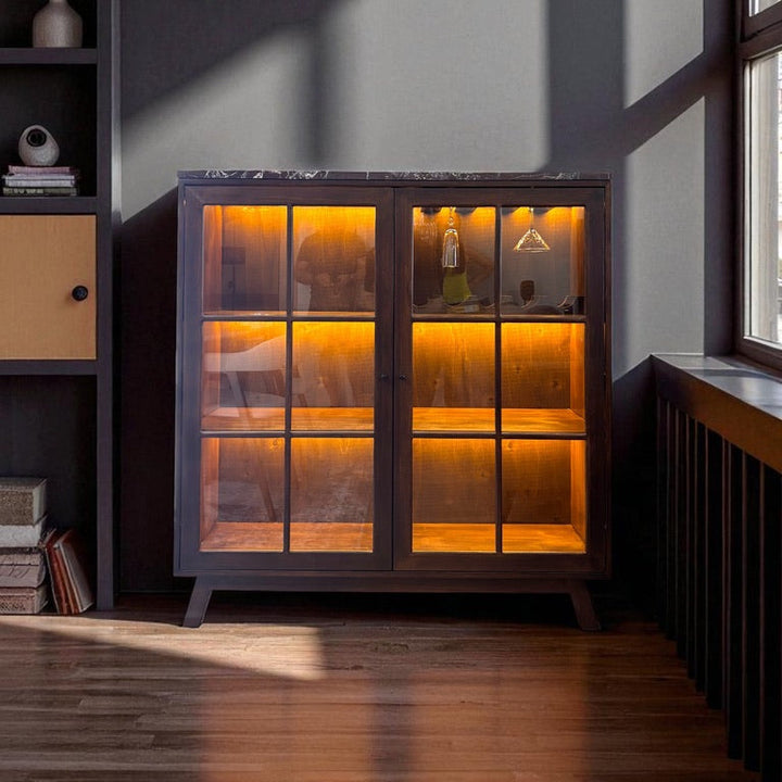 Süreyya Masif Ahşap K. Ceviz İçki Dolabı