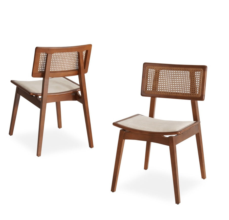 Allegra Hasır Örgü Ahşap Yemek Masası Sandalyesi