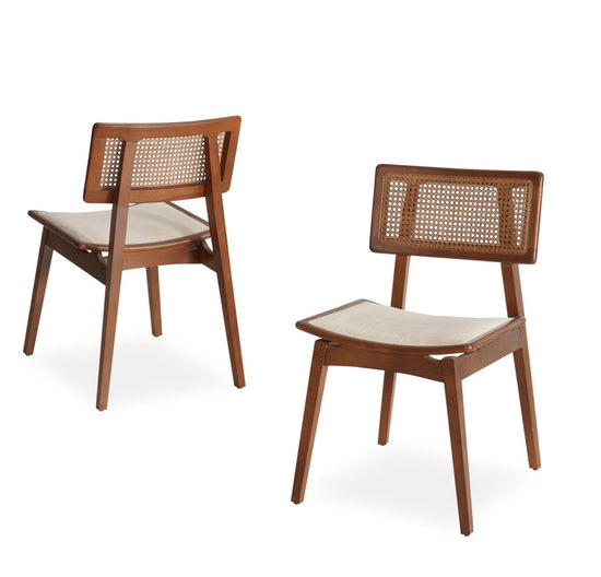 Allegra Hasır Örgü Ahşap Yemek Masası Sandalyesi
