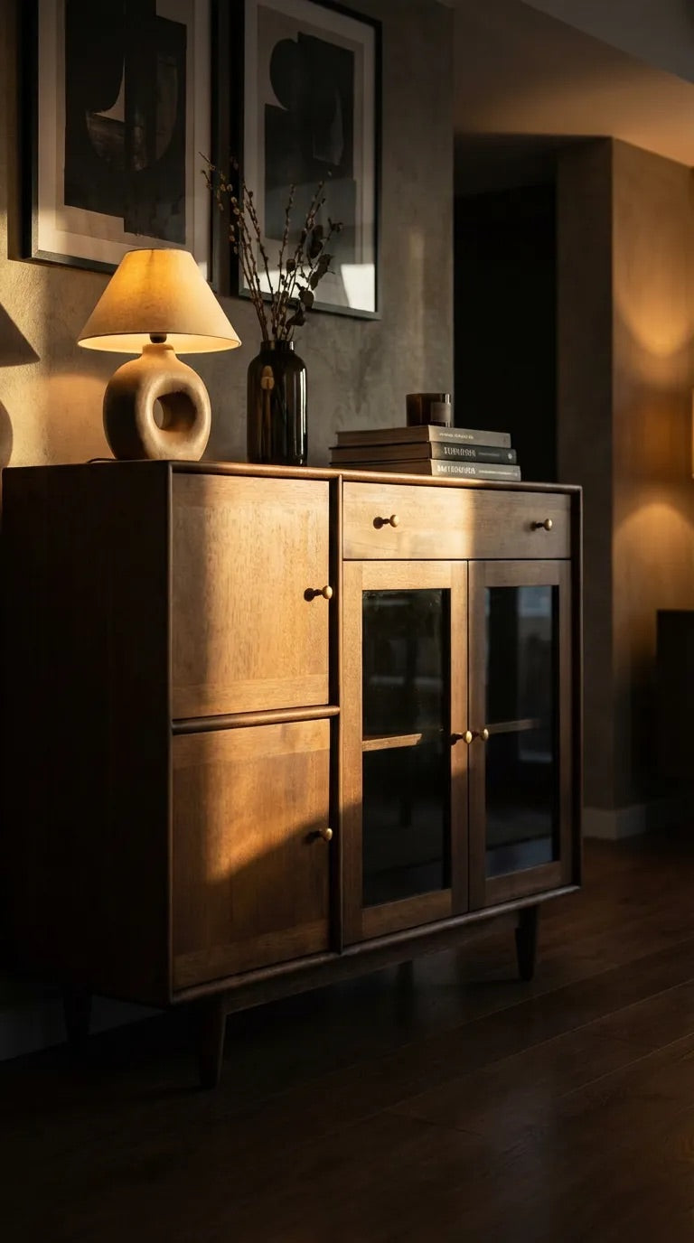 Derun Solid Wood Cocoa Cabinet