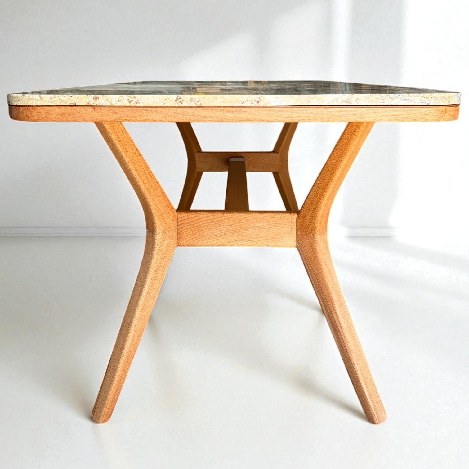 Ark Masif Ahşap BlueJean Mermerli Bourbon Yemek Masası