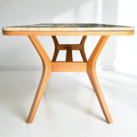 Ark Masif Ahşap BlueJean Mermerli Bourbon Yemek Masası