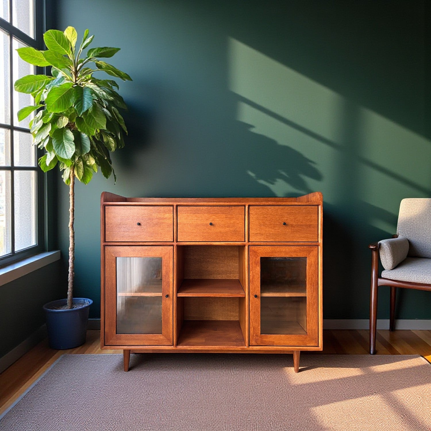 Gündedün Masif Ahşap Tik Kahve Dolabı