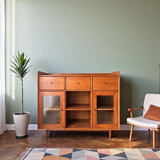 Gündedün Masif Ahşap Tik Kahve Dolabı