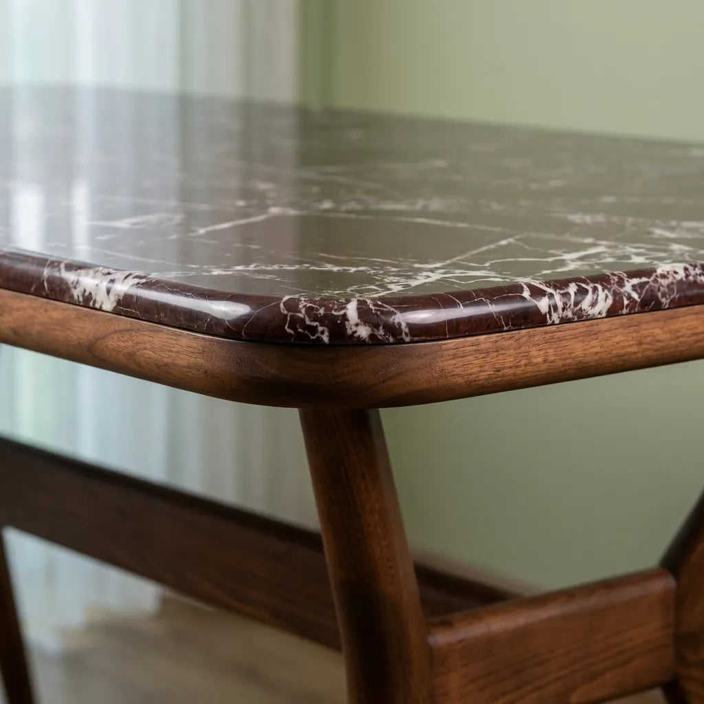 Ark Solid Wood BlueJean Marble Bourbon Dining Table