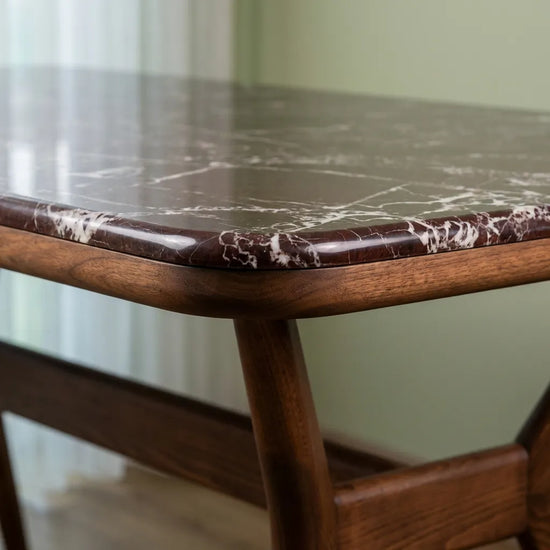 Ark Solid Wood BlueJean Marble Bourbon Dining Table