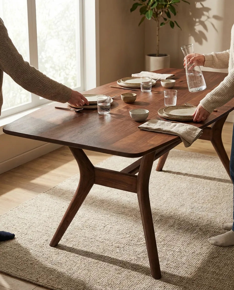 Ark Solid Wood BlueJean Marble Bourbon Dining Table