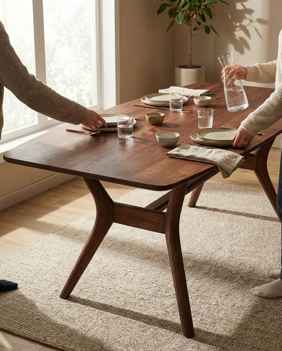 Ark Solid Wood BlueJean Marble Bourbon Dining Table