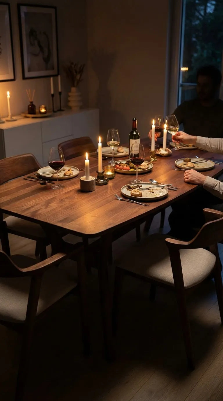 Ark Solid Wood BlueJean Marble Bourbon Dining Table