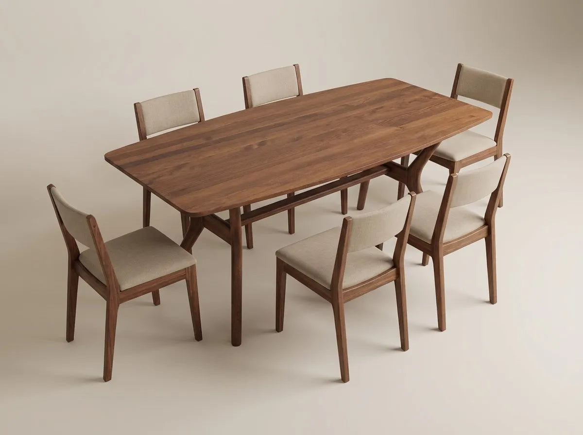 Ark Solid Wood BlueJean Marble Bourbon Dining Table