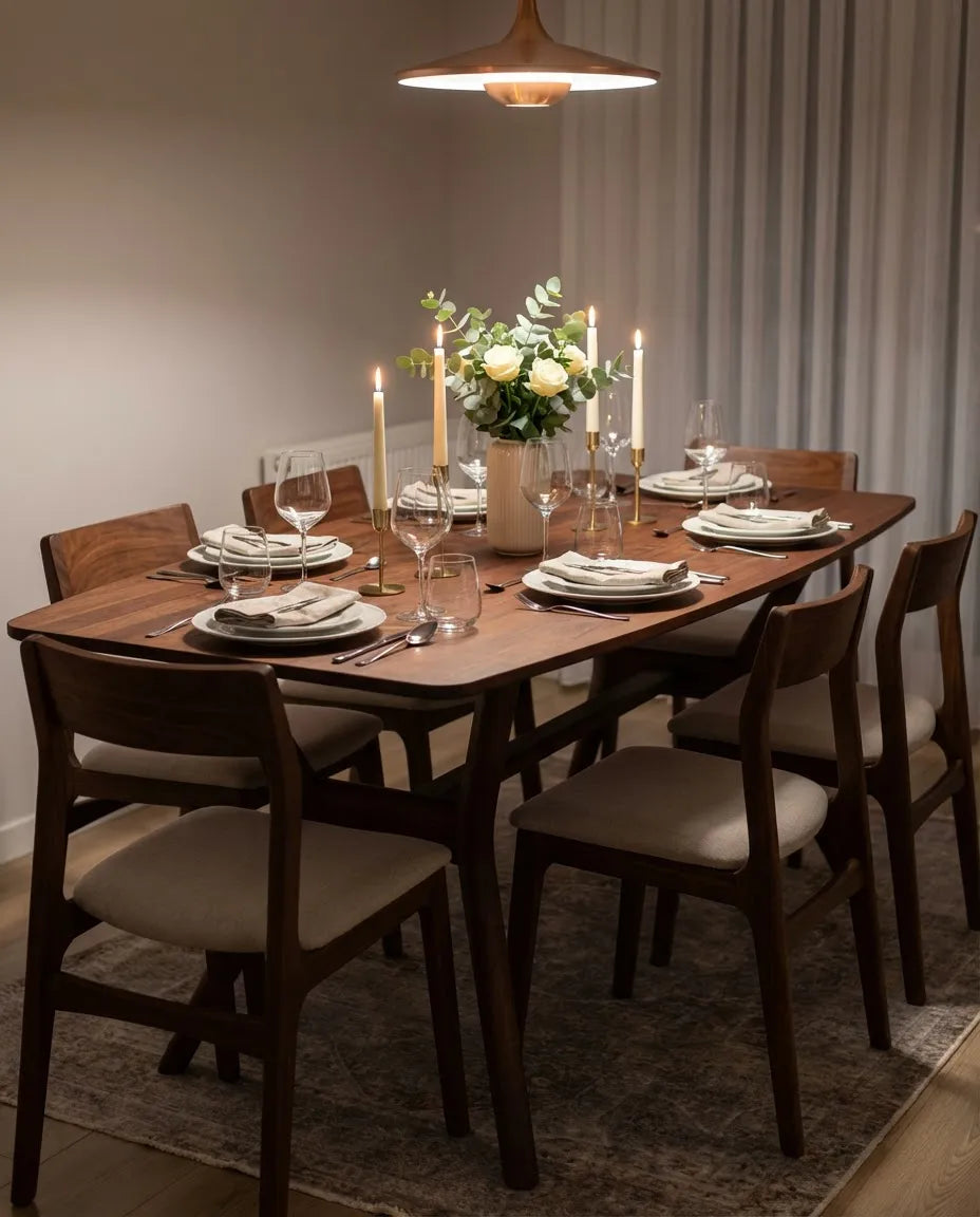 Ark Solid Wood BlueJean Marble Bourbon Dining Table
