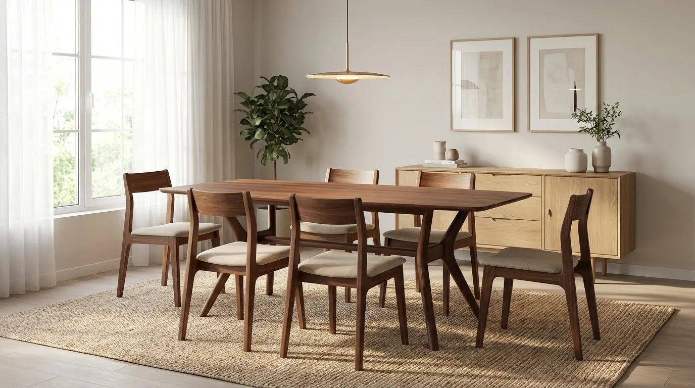 Ark Solid Wood BlueJean Marble Bourbon Dining Table