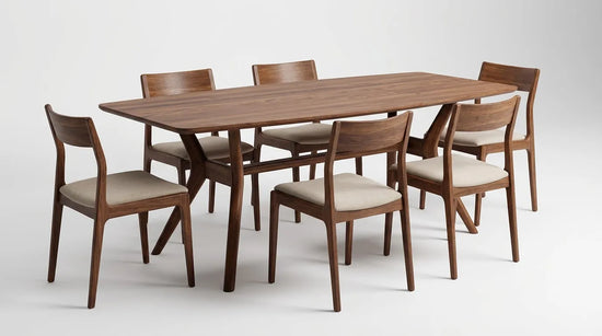 Ark Solid Wood BlueJean Marble Bourbon Dining Table