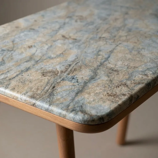 Ark Solid Wood BlueJean Marble Bourbon Dining Table