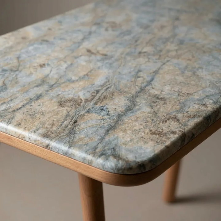 Ark Solid Wood BlueJean Marble Bourbon Dining Table