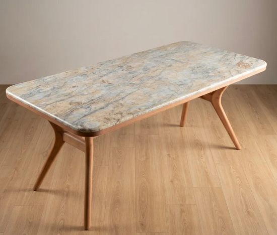 Ark Solid Wood BlueJean Marble Bourbon Dining Table