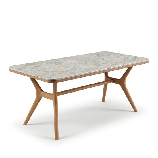 Ark Solid Wood BlueJean Marble Bourbon Dining Table