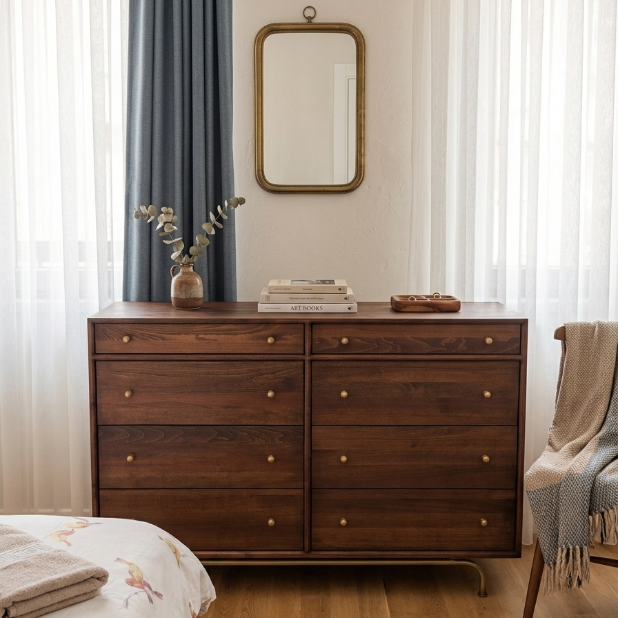 Gündedün Solid Wood K. Walnut Chest of Drawers