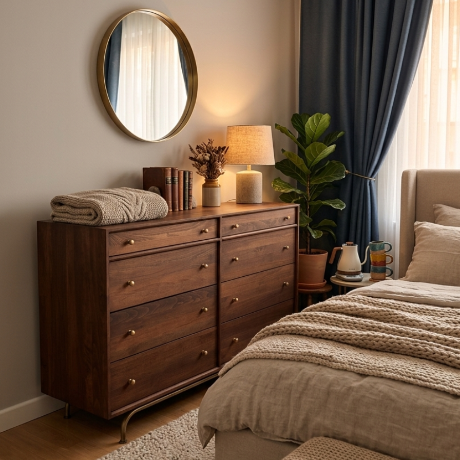 Gündedün Solid Wood K. Walnut Chest of Drawers