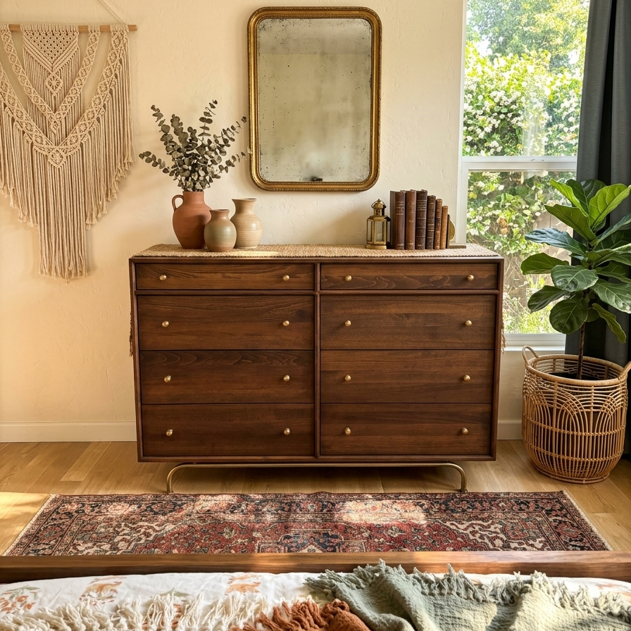 Gündedün Solid Wood K. Walnut Chest of Drawers