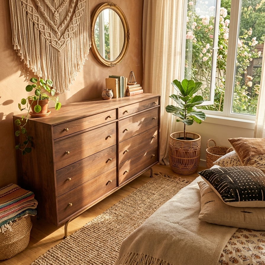 Gündedün Solid Wood K. Walnut Chest of Drawers