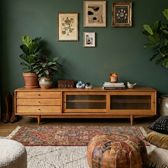 Muaşaka Solid Wood Cinnamon Brown TV Unit