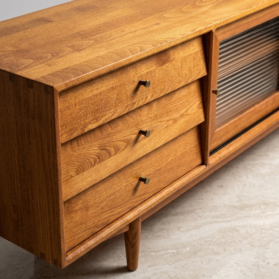 Muaşaka Solid Wood Cinnamon Brown TV Unit