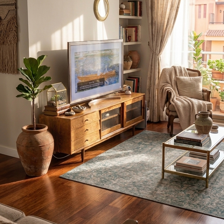 Muaşaka Solid Wood Cinnamon Brown TV Unit