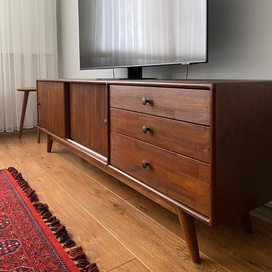 Mazhar V1 Solid Wood Walnut TV Unit