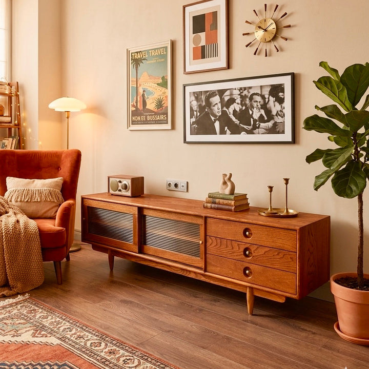 Tezahür Solid Wood Cinnamon Brown TV Unit