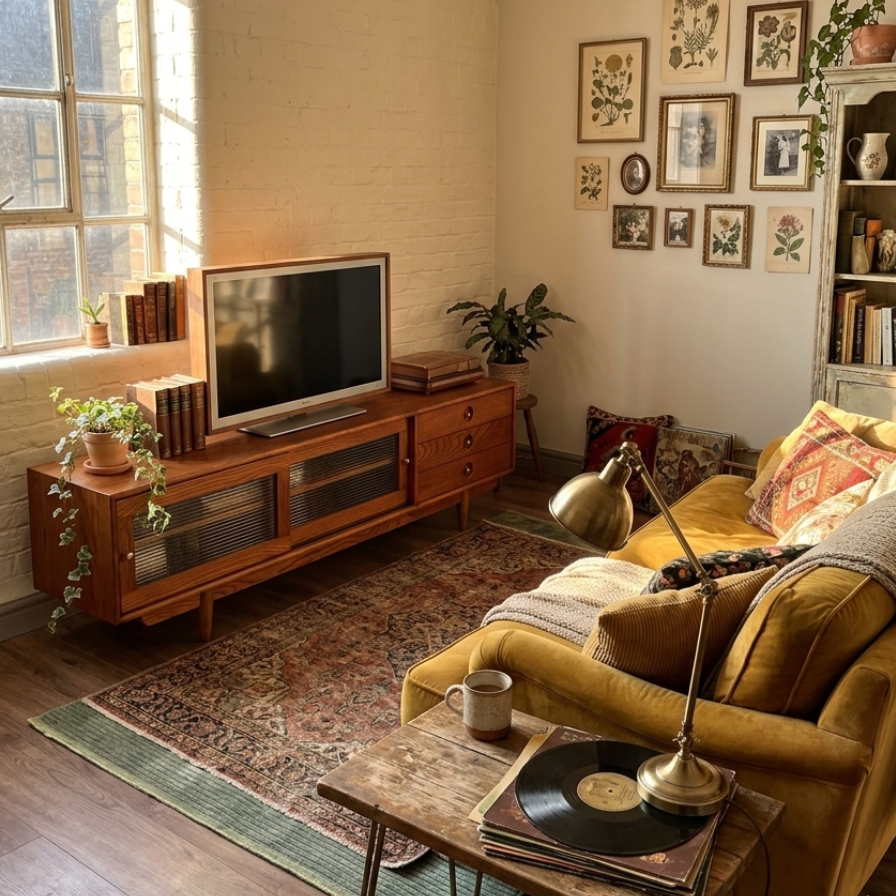 Tezahür Solid Wood Cinnamon Brown TV Unit